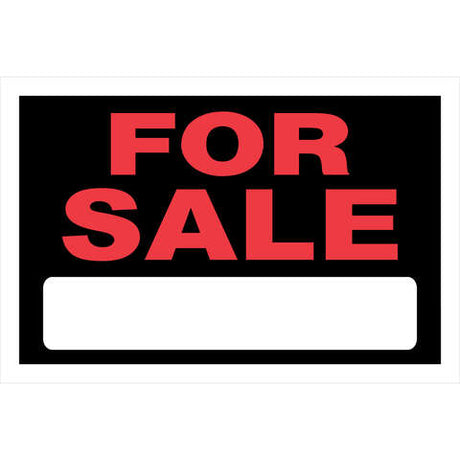 HILLMAN English Black For Sale Sign 8 in. H X 12 in. W, Pack of 6