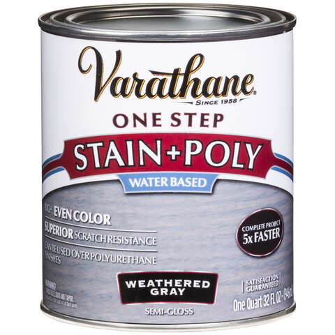 Varathane Semi-Gloss Weathered Gray Water-Based One-Step Stain/Poly 1 qt