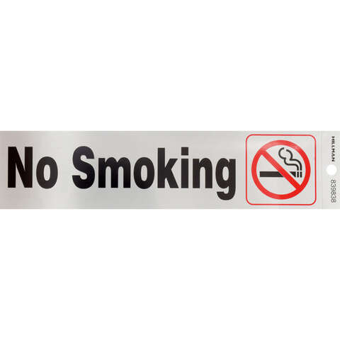 HILLMAN English Silver No Smoking Decal 2 in. H X 8 in. W, Pack of 6