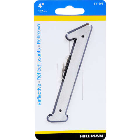 HILLMAN 4 in. Reflective Silver Plastic Nail-On Number 1 1 pc, Pack of 3