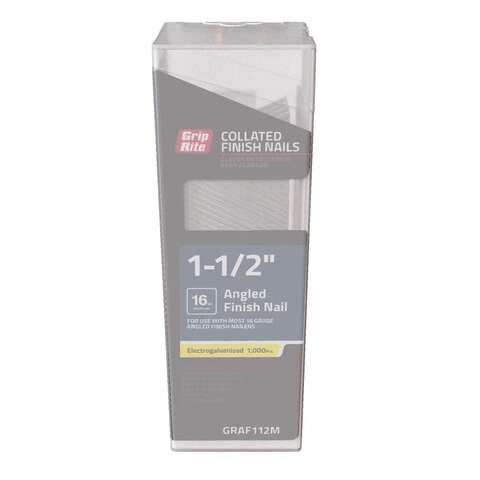 Grip-Rite 1-1/2 in. L X 16 Ga. Angled Strip Electro Galvanized Finish Nails 20 deg 1000 pk, Pack of 5