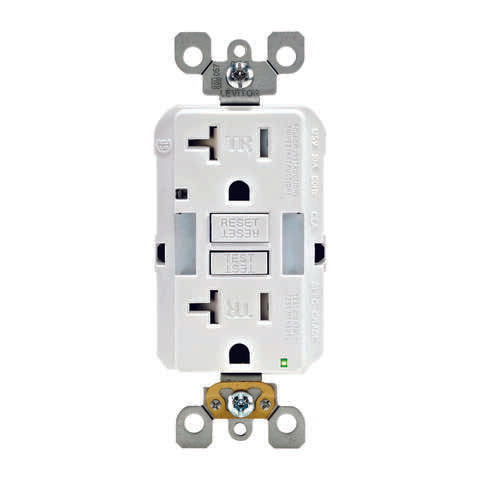 Leviton SmartlockPro 20 amps 125 V Duplex White GFCI Outlet 5-20R 1 pk