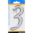 HILLMAN 4 in. Reflective Silver Plastic Nail-On Number 3 1 pc, Pack of 3