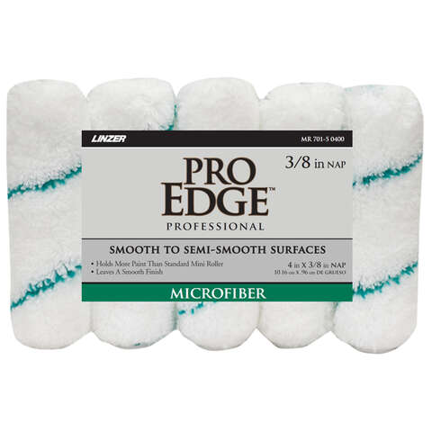 Linzer Pro Edge Microfiber 4 in. W X 3/8 in. Mini Paint Roller Cover 5 pk, Pack of 6