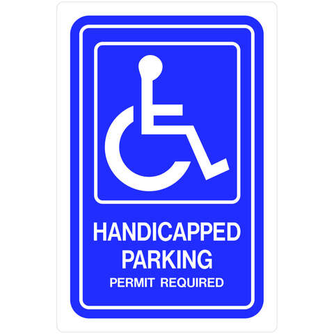 HILLMAN English Blue Handicap Sign 18 in. H X 12 in. W, Pack of 5