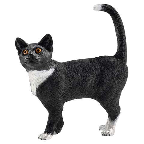 Schleich Farm World Standing Cat Toy Black/White, Pack of 5