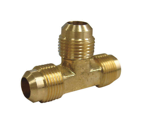 JMF Company 3/8 in. Flare X 1/2 in. D Flare Brass Reducing Tee, Pack of 5