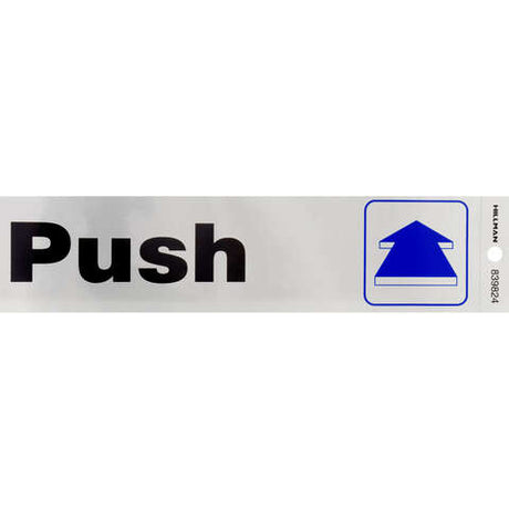 HILLMAN English Silver Push/Pull Decal 2 in. H X 8 in. W, Pack of 6
