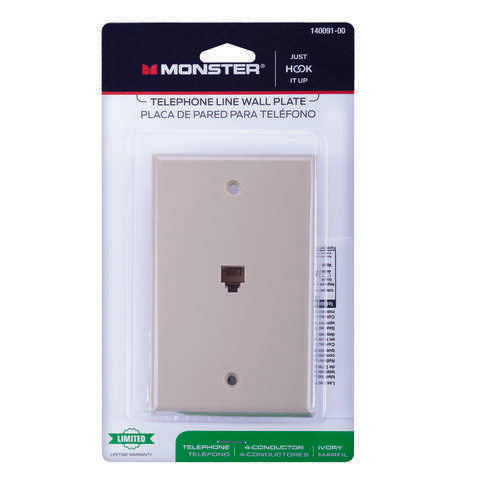 Monster Just Hook It Up Ivory 1 gang Plastic Telephone Wall Plate 1 pk, Pack of 6