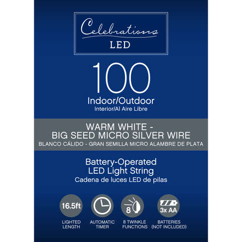 Celebrations LED Micro Dot/Fairy Clear/Warm White 100 ct String Christmas Lights 16.5 ft., Pack of 12
