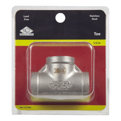 Smith-Cooper 1/2 in. FPT X 1/2 in. D FPT 1/2 in. D FPT Stainless Steel Tee
