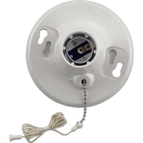 Leviton Plastic Incandescent Medium Base Pull Chain Socket 1 pk