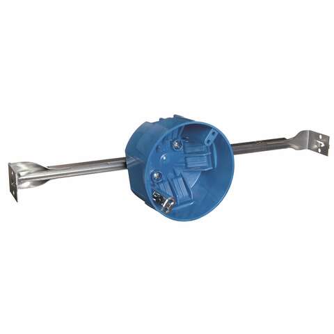 Carlon 20 cu in Round Polycarbonate 1 gang Electrical Box w/Hanger Bar Blue