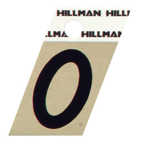 HILLMAN 1.5 in. Reflective Black Vinyl Self-Adhesive Letter O 1 pc, Pack of 6