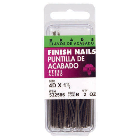 HILLMAN 4D 1-1/2 in. Finishing Polished Steel Nail Large Head, Pack of 6