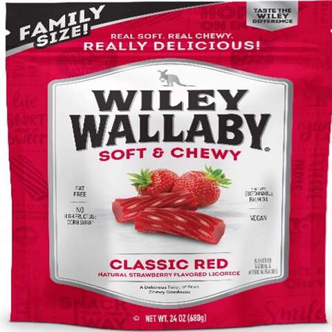 Wiley Wallaby Classic Red Strawberry Licorice Chewy Candy 24 oz, Pack of 10