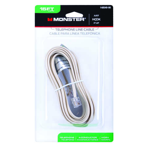 Monster Just Hook It Up 15 ft. L Ivory Modular Telephone Line Cable
