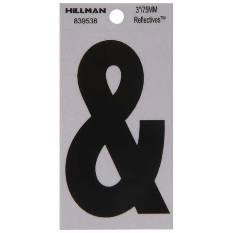 HILLMAN 3 in. Reflective Black Vinyl Self-Adhesive Special Character Ampersand 1 pc, Pack of 6