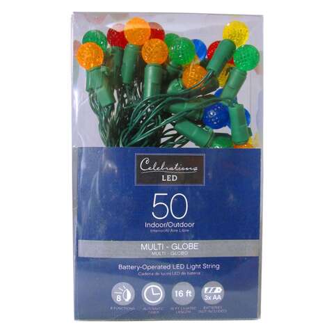 Celebrations Blue LED G14 Globe Multicolored 50 ct String Christmas Lights 16 ft., Pack of 12
