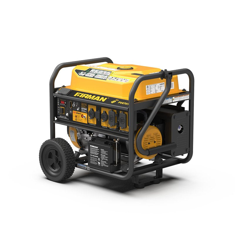 Firman P06707 Portable Generator, 30 A, 1200/240 V, 8375/6700 W Output, Gas, 13 hr Run Time, Electric, Remote, Recoil Start