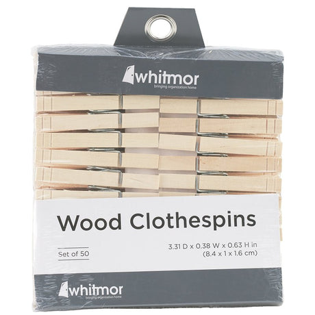 Whitmor 6026-2884 Clothespin, 0.38 in W, 3.38 in L, Wood, Natural