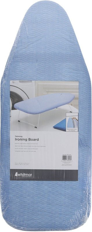Whitmor 6152-5290-STR Ironing Board, 29 in L x 5-1/2 in W Board, Steel Board, Blue Board, Tabletop Board