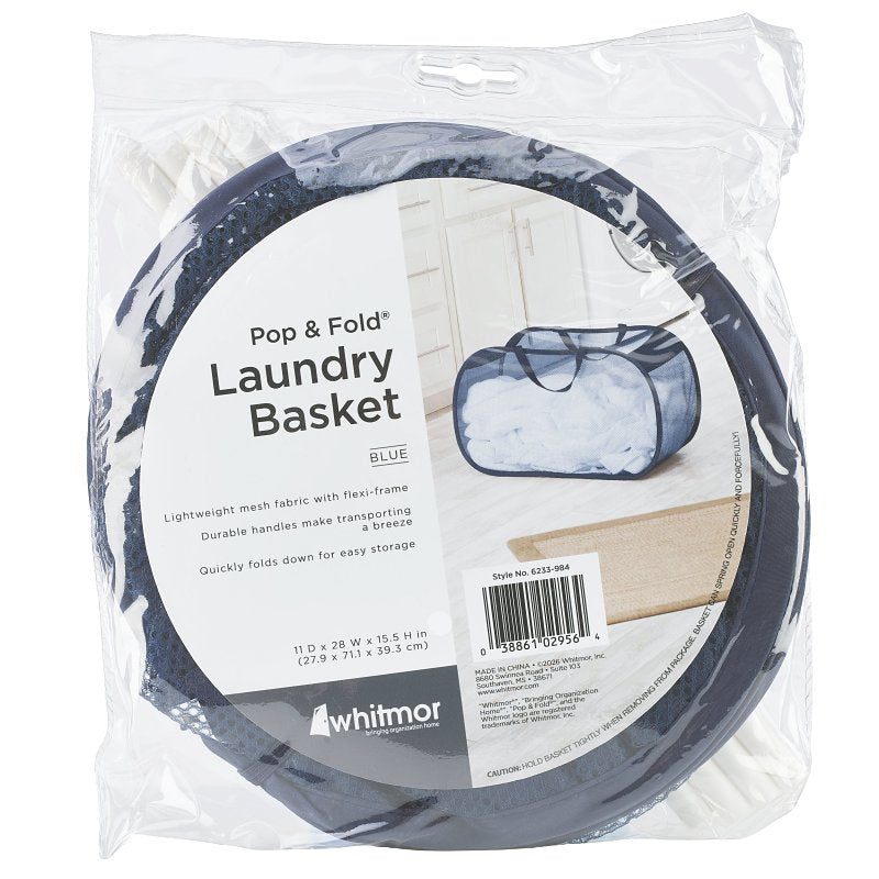 Whitmor 6233-984 Pop-and-Fold Laundry Basket, Polyester Bag, Multi-Color, 28 in W, 15-1/2 in H, 11 in D