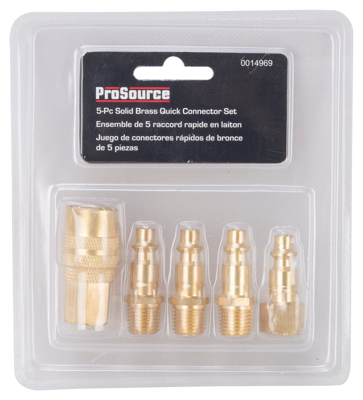 ProSource DZA019 Hose Coupler Set, 1/4 in, MNPT, Brass, Brass