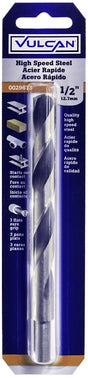 Vulcan 289671OR Jobber Drill Bit, 1/2 in Dia, 6 in OAL, 3-Flat, Reduced Shank