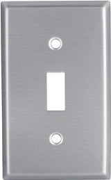 Eaton 93071-BOX1 Wallplate, 4-1/2 in L, 2-3/4 in W, 1-Gang, Stainless Steel, Clear, Satin