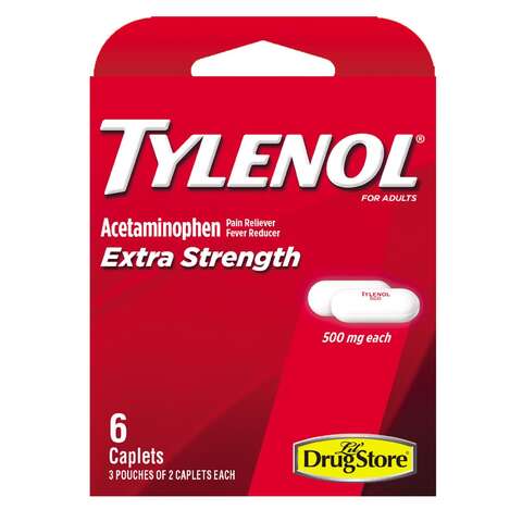 Tylenol 500 mg White Extra Strength Acetaminophen 6 pk, Pack of 6