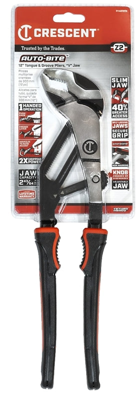 Crescent Z2 Auto-Bite Series RTAB12CG Tongue and Groove Plier, 12.8 in OAL, 2-3/4 in Jaw, Self-Locking Adjustment