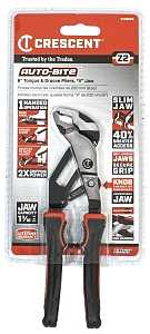 Crescent Z2 Auto-Bite Series RTAB6CG Tongue and Groove Plier, 6.9 in OAL, 1-1/4 in Jaw, Self-Locking Adjustment