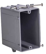 Gardner Bender BOX-NS20 Switch/Outlet Box, 20 cu-in, Standard Outlet, 1-Gang, 4-Knockout, PVC, Gray, In-Wall, Nail