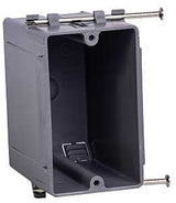 Gardner Bender BOX-NS22 Switch/Outlet Box, 22 cu-in, Standard Outlet, 1-Gang, 4-Knockout, PVC, Gray, In-Wall, Nail