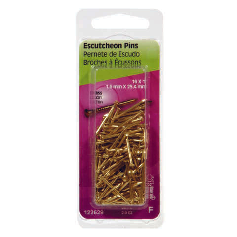 HILLMAN 16 Ga. X 1 in. L Brass Escutcheon Pins 1 pk 2 oz, Pack of 6