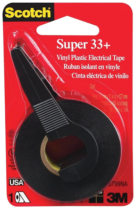 Scotch 3799NA Electrical Tape with Dispenser, 450 in L, 3/4 in W, PVC Backing, Black