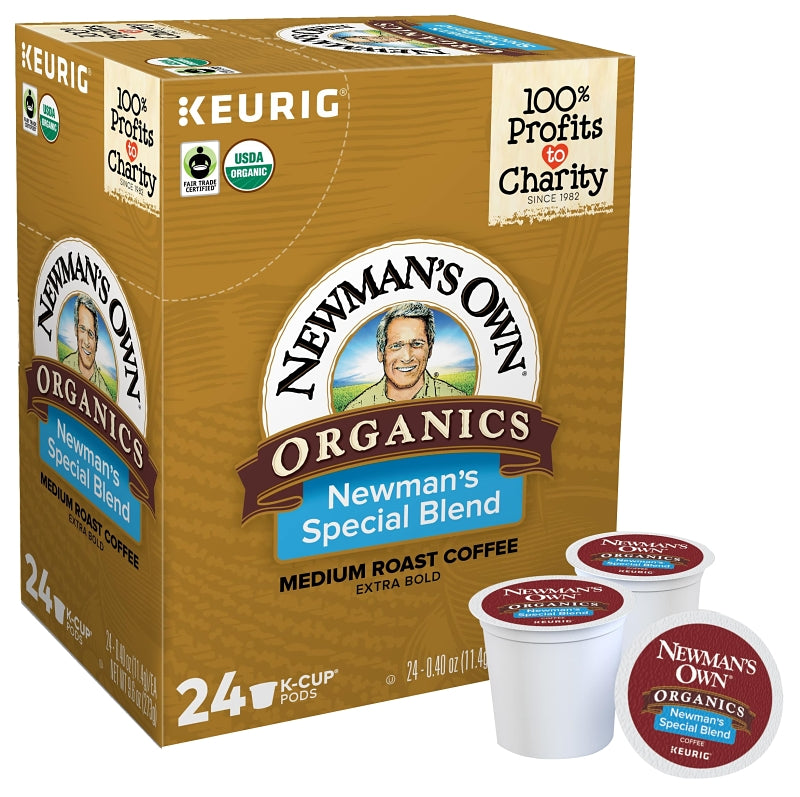 Newman's Own 5000351721 Coffee K-Cup Pod, Special Blend, Caffeine, Medium Roast, Box, Pack of 4