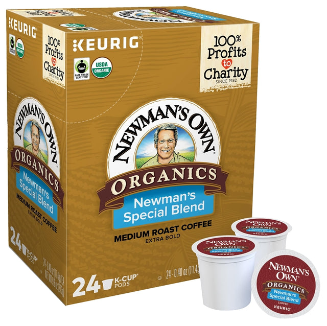Newman's Own 5000351721 Coffee K-Cup Pod, Special Blend, Caffeine, Medium Roast, Box, Pack of 4