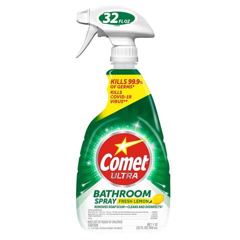 Comet Ultra Lemon Scent Concentrated Bathroom Cleaner Spray 32 oz, Pack of 9