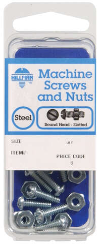 HILLMAN No. 6-32 in. X 1 in. L Slotted Round Head Zinc-Plated Steel Machine Screws 10 pk, Pack of 10