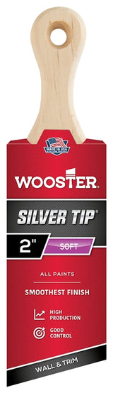 Wooster 5225-2 Paint Brush, Silver/White, Birchwood Handle, 2 in W, 2-11/16 in L Bristle, Polyester Bristle