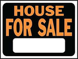 Hy-Ko Hy-Glo Series 3004 Identification Sign, House For Sale, Fluorescent Orange Legend, Plastic, Pack of 10