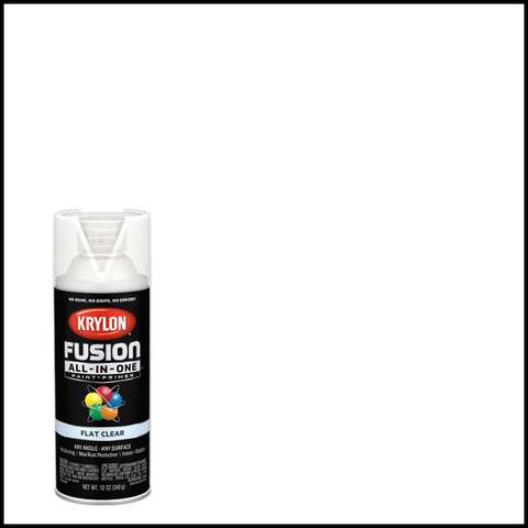 Krylon Fusion All-In-One Flat Clear Paint+Primer Spray Paint 12 oz, Pack of 6