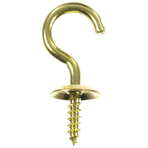 Ace Medium Polished Brass Green Brass 1.125 in. L Cup Hook 10 lb 5 pk, Pack of 5