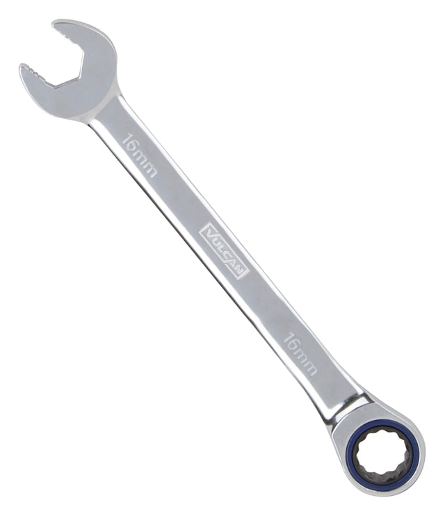 Vulcan PG16MM Combination Wrench, Metric, 16 mm Head, Chrome Vanadium Steel, Polished Mirror