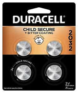 Duracell DL2032B4PK Button Cell Battery, 3 V Battery, 210 mAh, 2032 Battery, Lithium