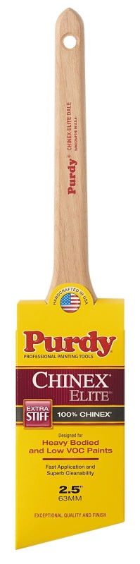 Purdy 144080925 Trim Brush, Natural Hardwood Handle, 2-1/2 in W, Angular Brush, Nylon Bristle, Rat Tail Handle