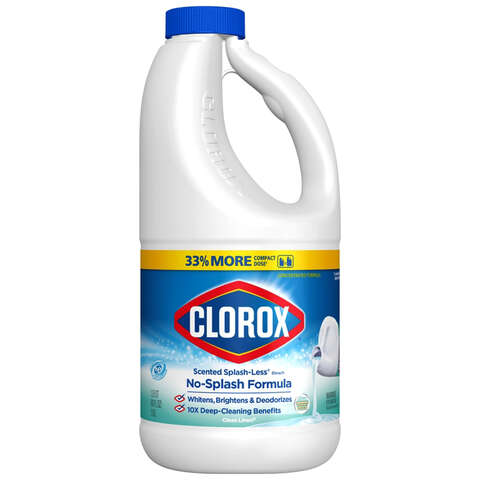 Clorox Splash-Less Clean Linen Scent Bleach 40 oz, Pack of 6