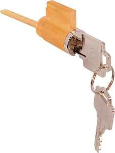 Prime-Line E 2000 Cylinder Lock, Alike Key, Brass, Chrome, 1-1/4 in Thick Door